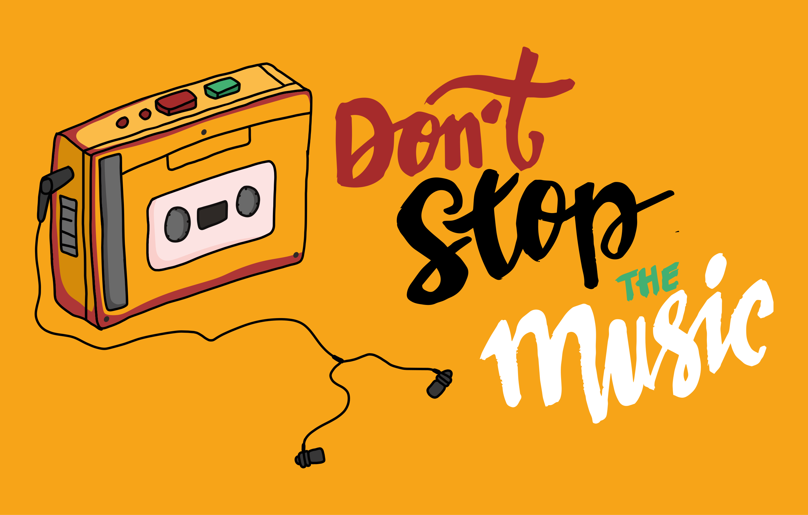 Retro walkman kassett illustrasjon vinyl teppe vintage - Tenstickers