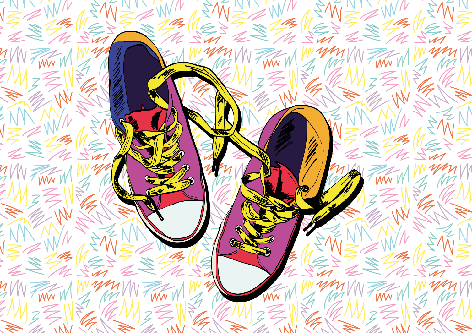 Converse illustration 80 -talls sko vinyl teppe vintage - Tenstickers
