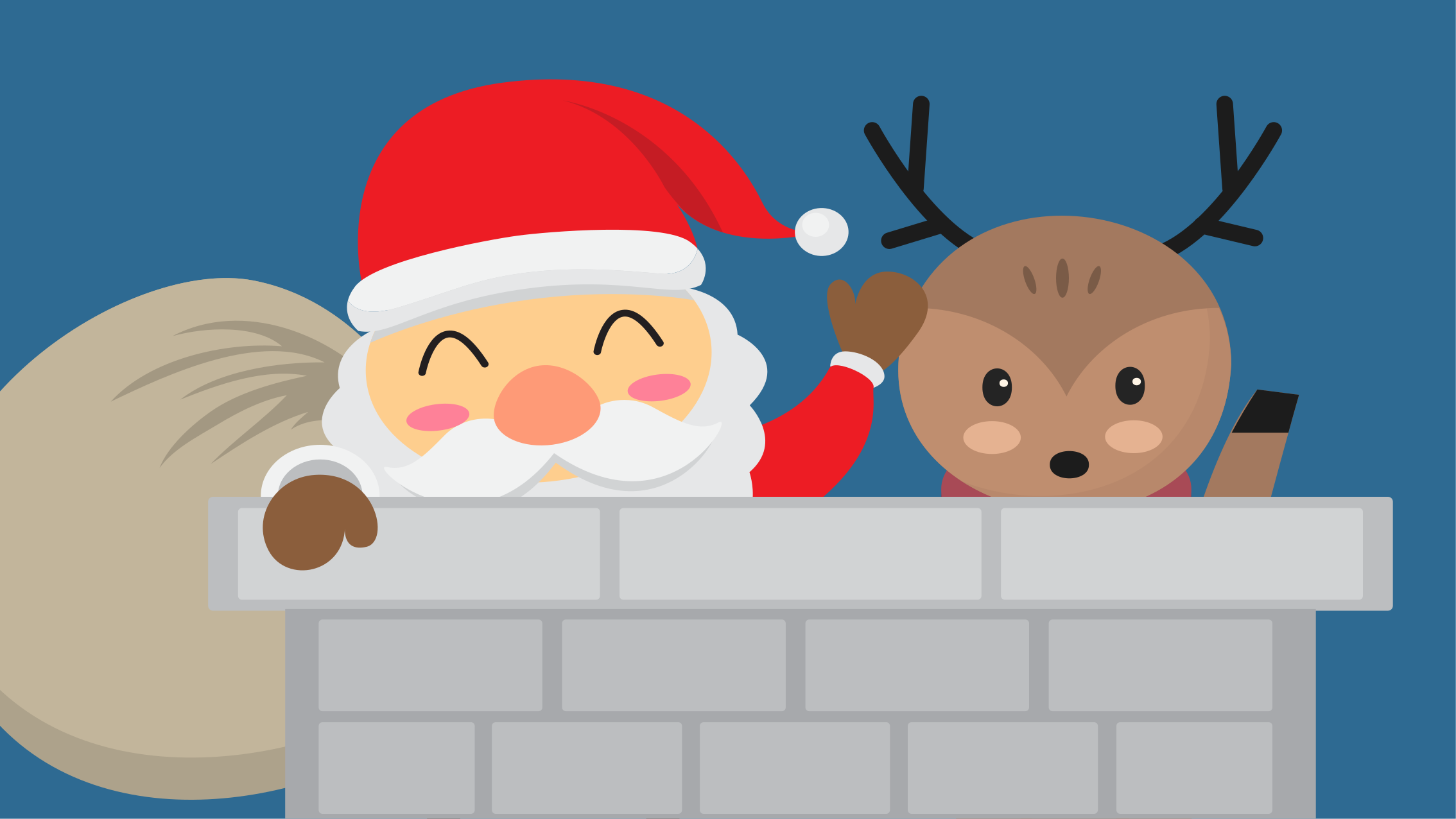 Kikker nisse og rein Jul vinyl teppe - Tenstickers