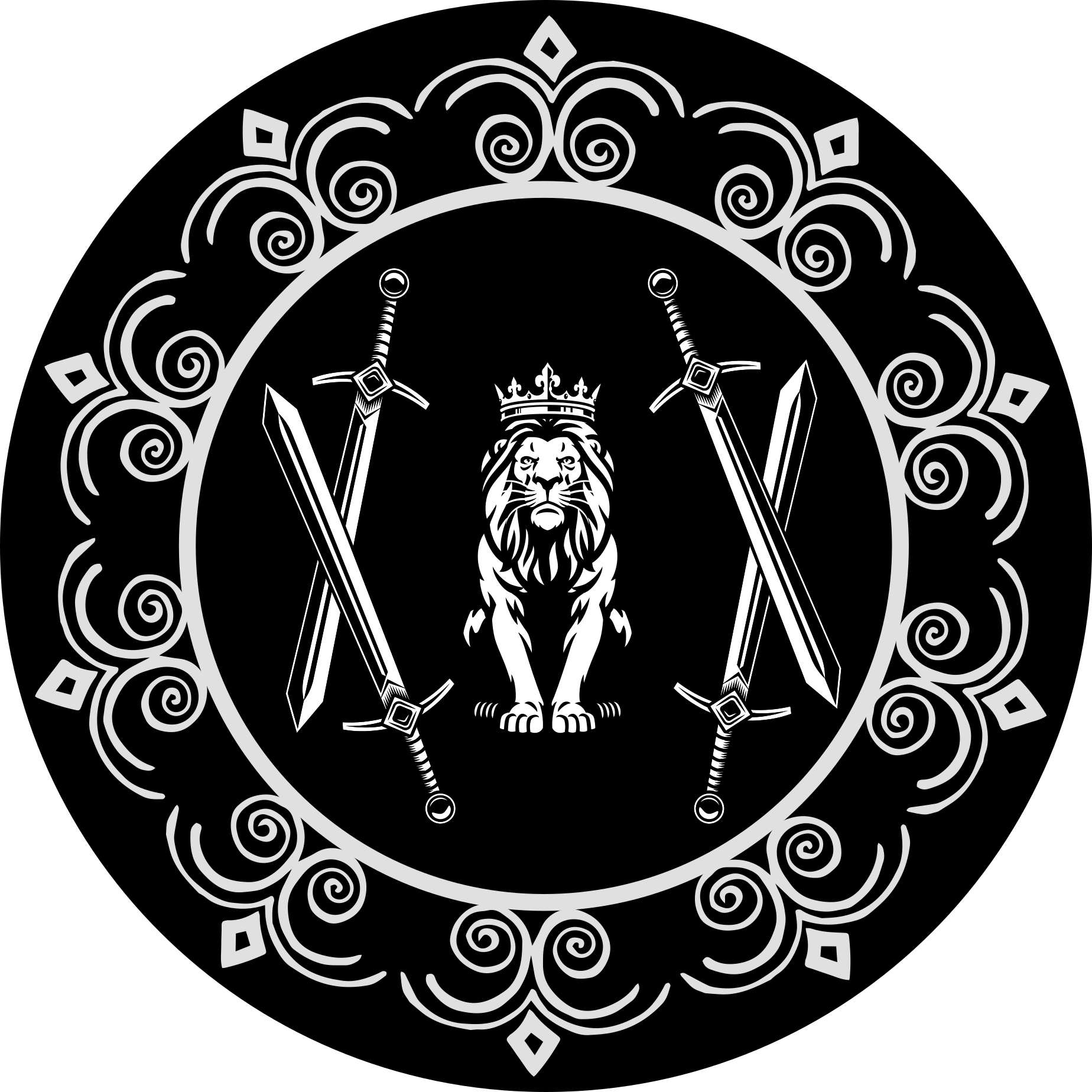 Majestetisk løveemblem vinyl teppe rund - Tenstickers