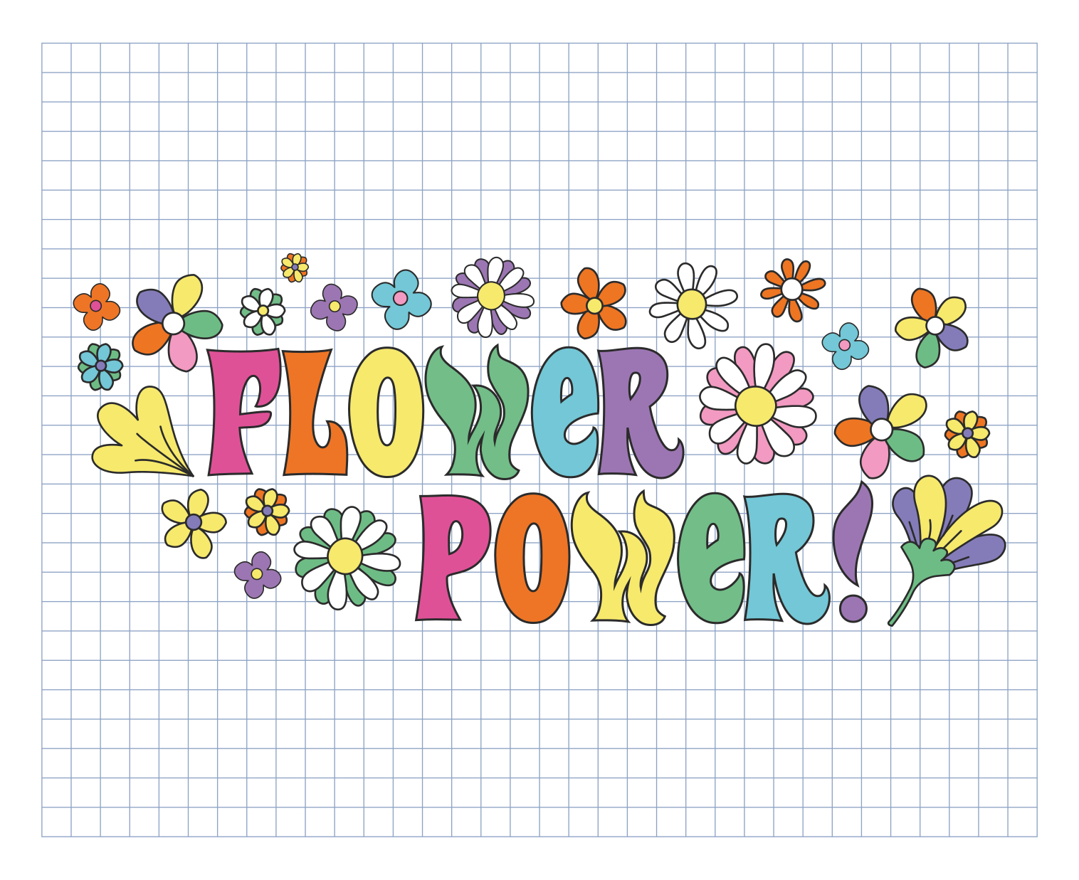Flower power slagord vinyl teppe vintage - Tenstickers