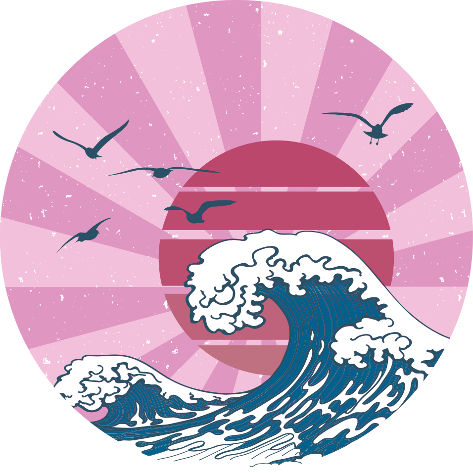 Kanagawa rosa bølge vinyl teppe geometrisk - Tenstickers