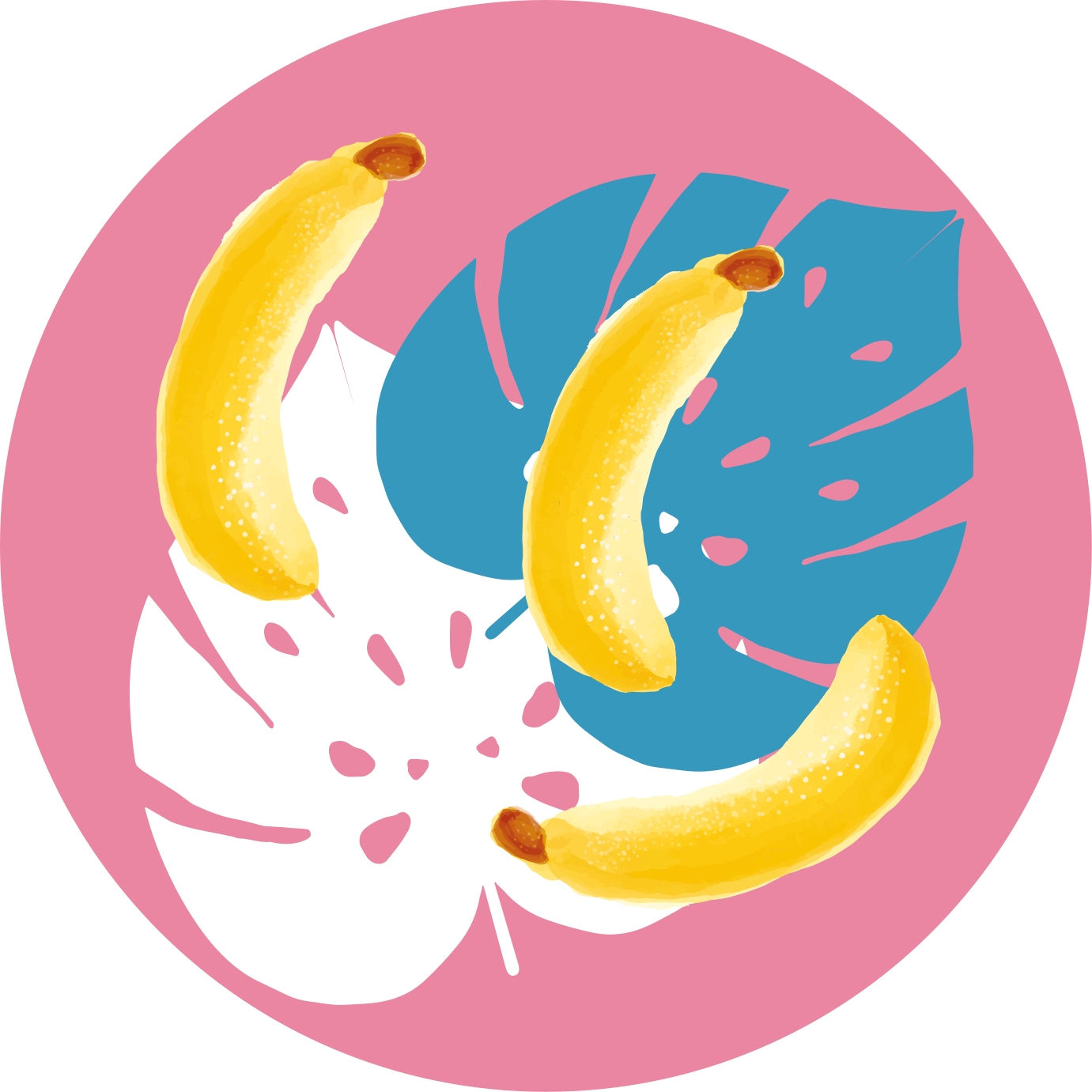Banan på rosa bakgrunn vinyl teppe vintage - Tenstickers