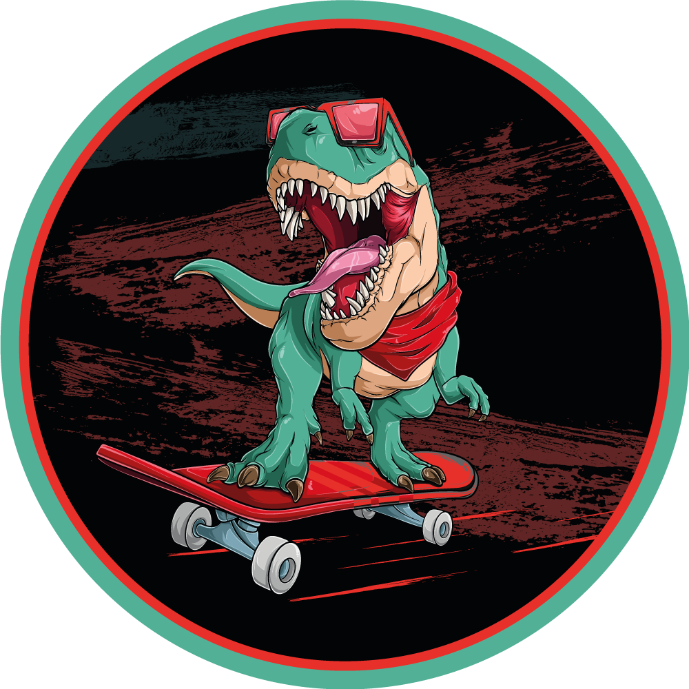 Kul skateboard-dinosaur vinyl teppe ungdom - Tenstickers