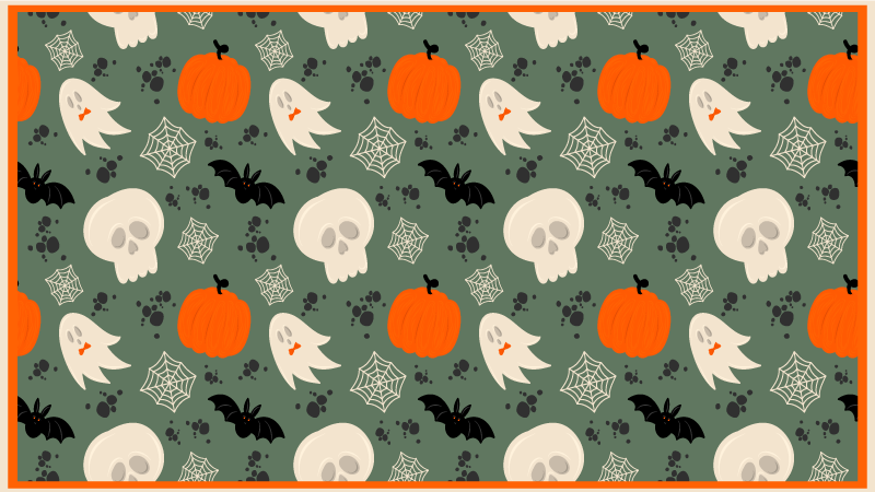Skummelt gresskarmønster Halloween vinyl teppe - Tenstickers
