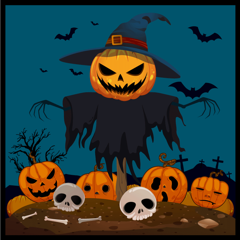 Skummelt fugleskremsel Halloween vinyl teppe - Tenstickers