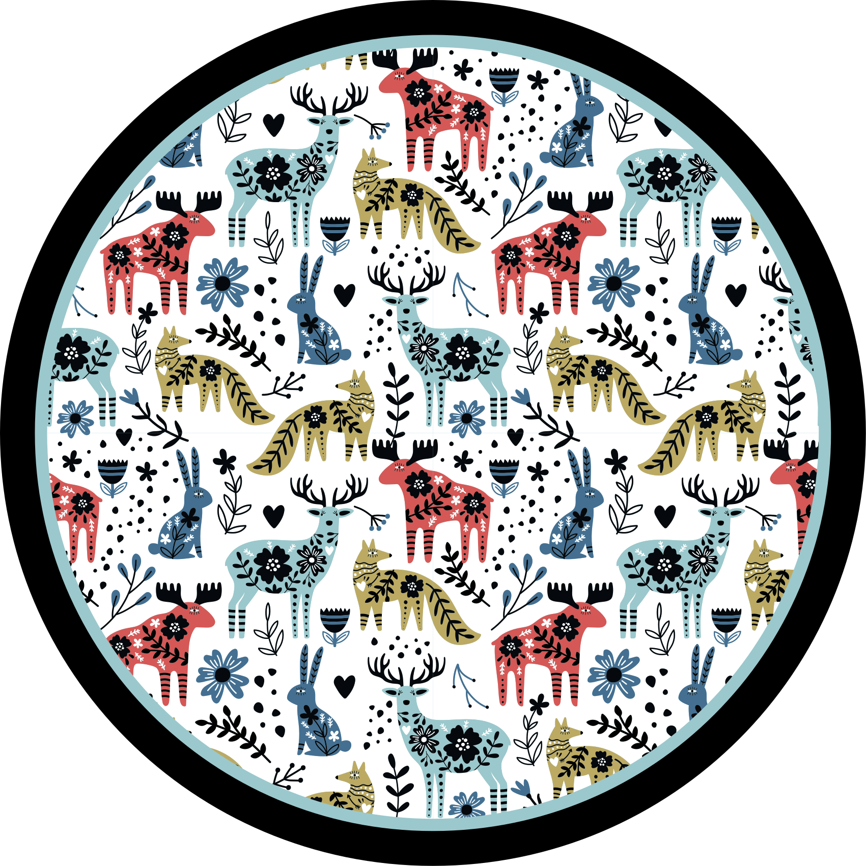 Fargerike dyremønstre vinyl teppe baby - Tenstickers