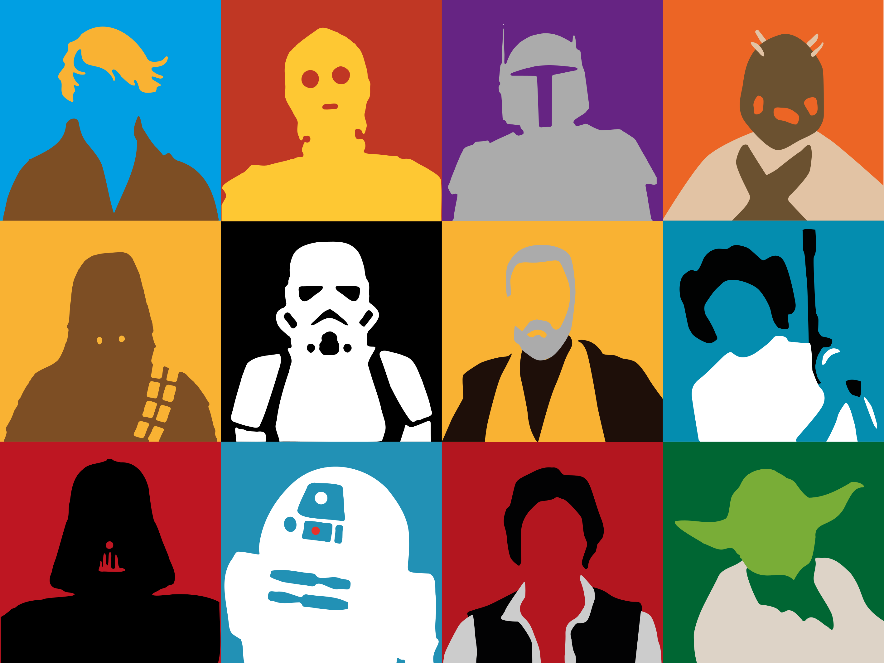 Ikoniske karaktersilhuetter Vinyl teppe flere barn - Tenstickers