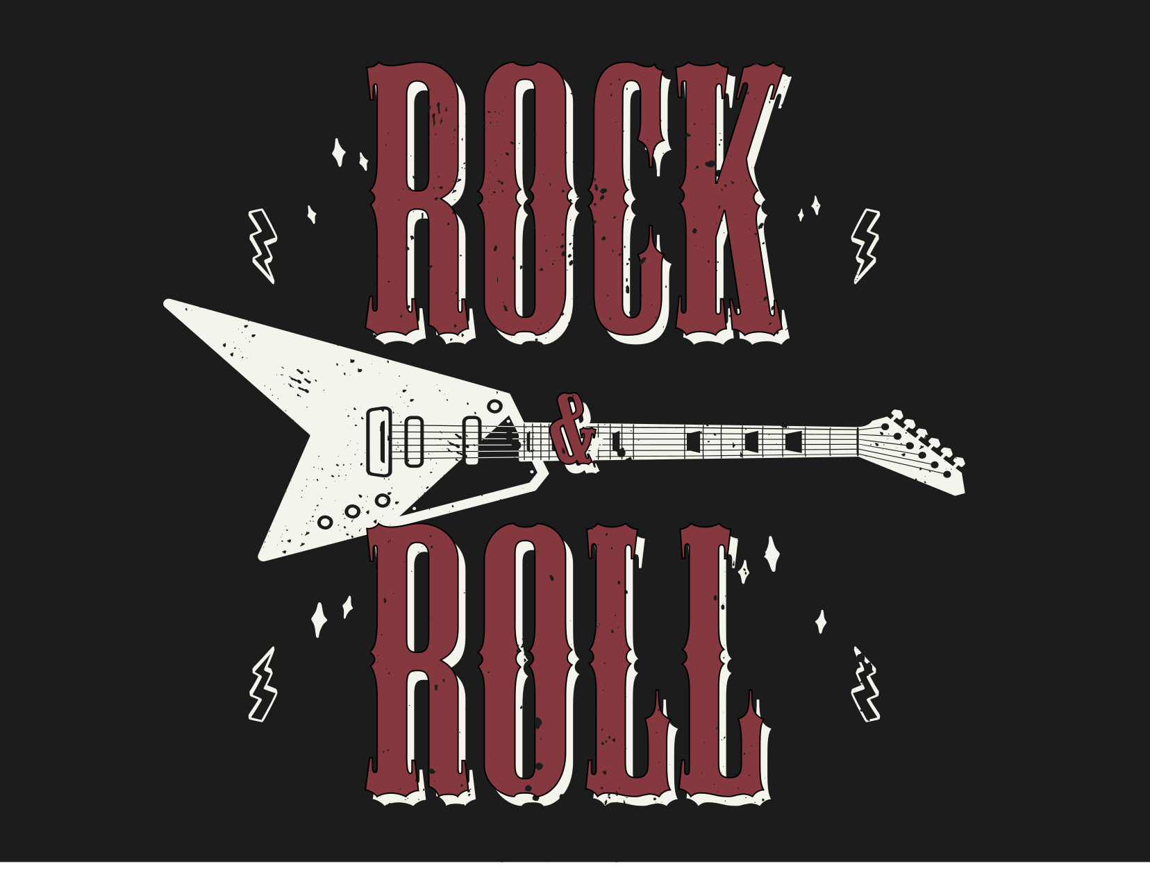 Rock n' roll med gitardesign vinyl teppe soverom - Tenstickers