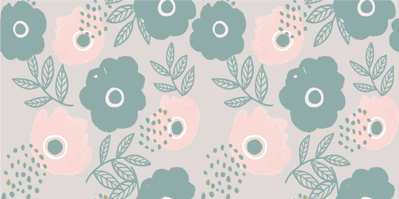 Floral blad element vinyl teppe blomster og planter - Tenstickers