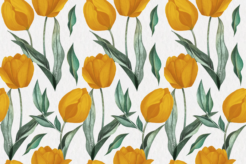 Knallgule tulipaner vinyl teppe blomster og planter - Tenstickers