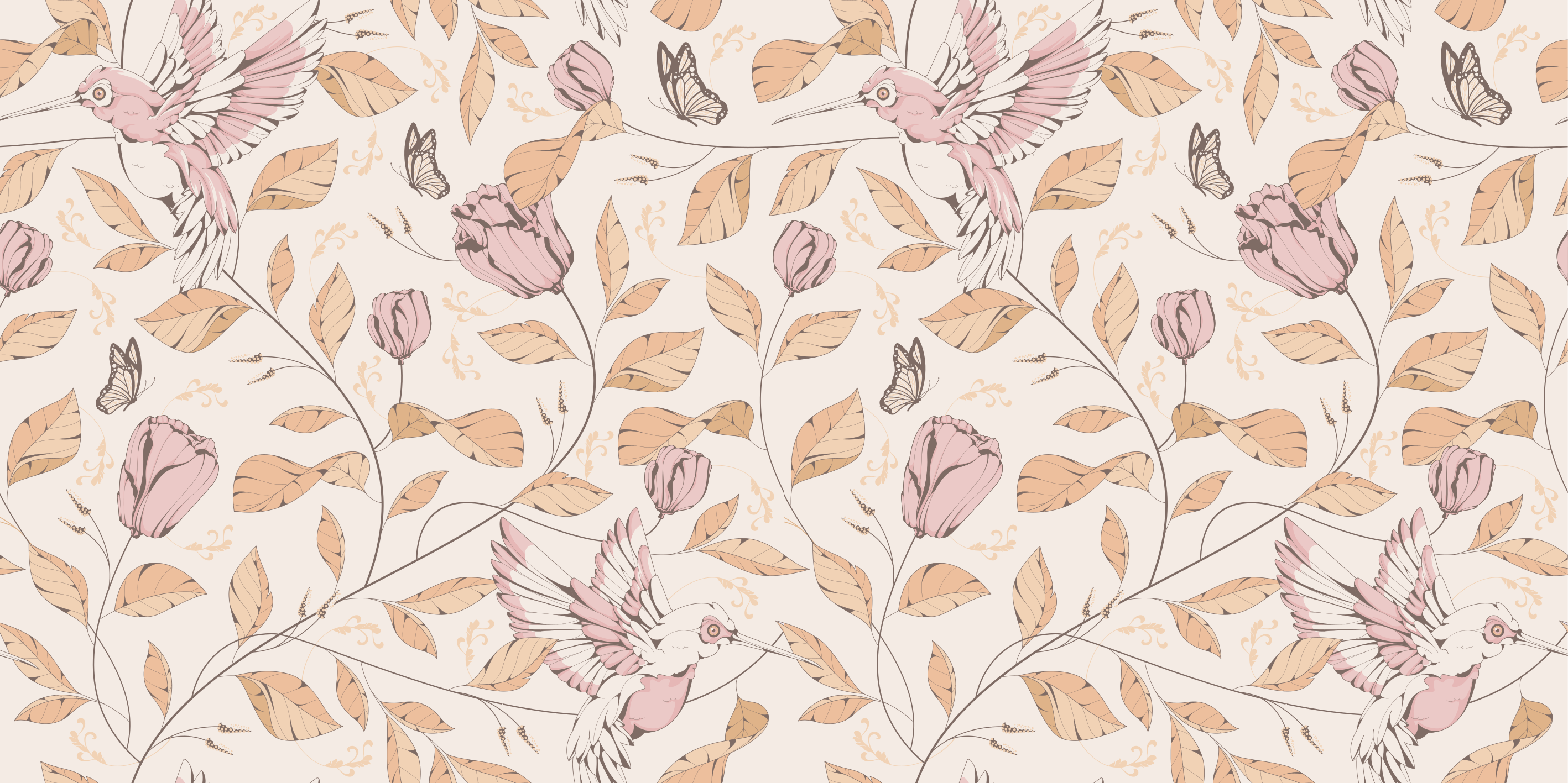 Tulipaner mønster beige farger vinyl teppe blomster og planter - Tenstickers