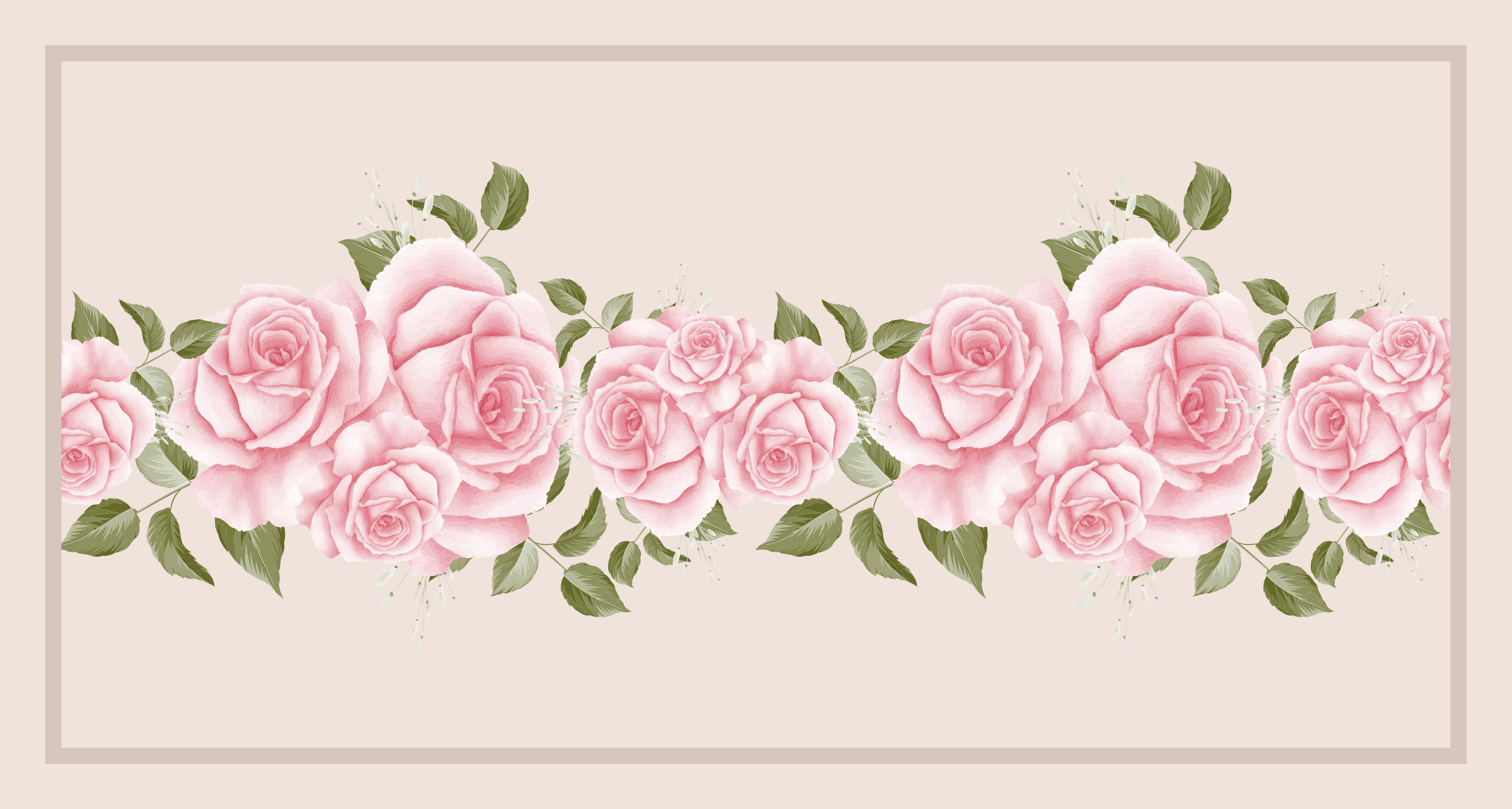 Rosa rosekant vinyl teppe blomster og planter - Tenstickers
