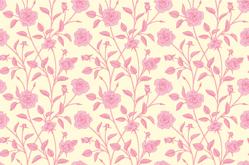 Sjarmerende rosa flora vinyl teppe blomster og planter - Tenstickers
