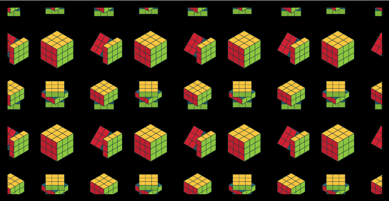Rubiks kube mønster vinyl teppe spill - Tenstickers