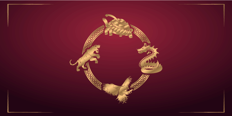 Fire symboler dragetiger vinyl teppe dyr - Tenstickers