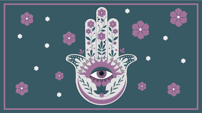Hamsa håndstil vinyl teppe mandala - Tenstickers