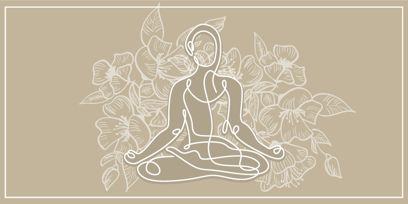 Meditativ blomstersilhuett vinyl teppe natur - Tenstickers