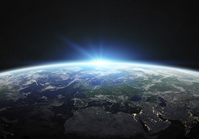 Jordens lyse horisont vinyl teppe ungdom - Tenstickers