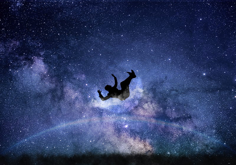 Faller gjennom kosmos vinyl teppe stjerner - Tenstickers