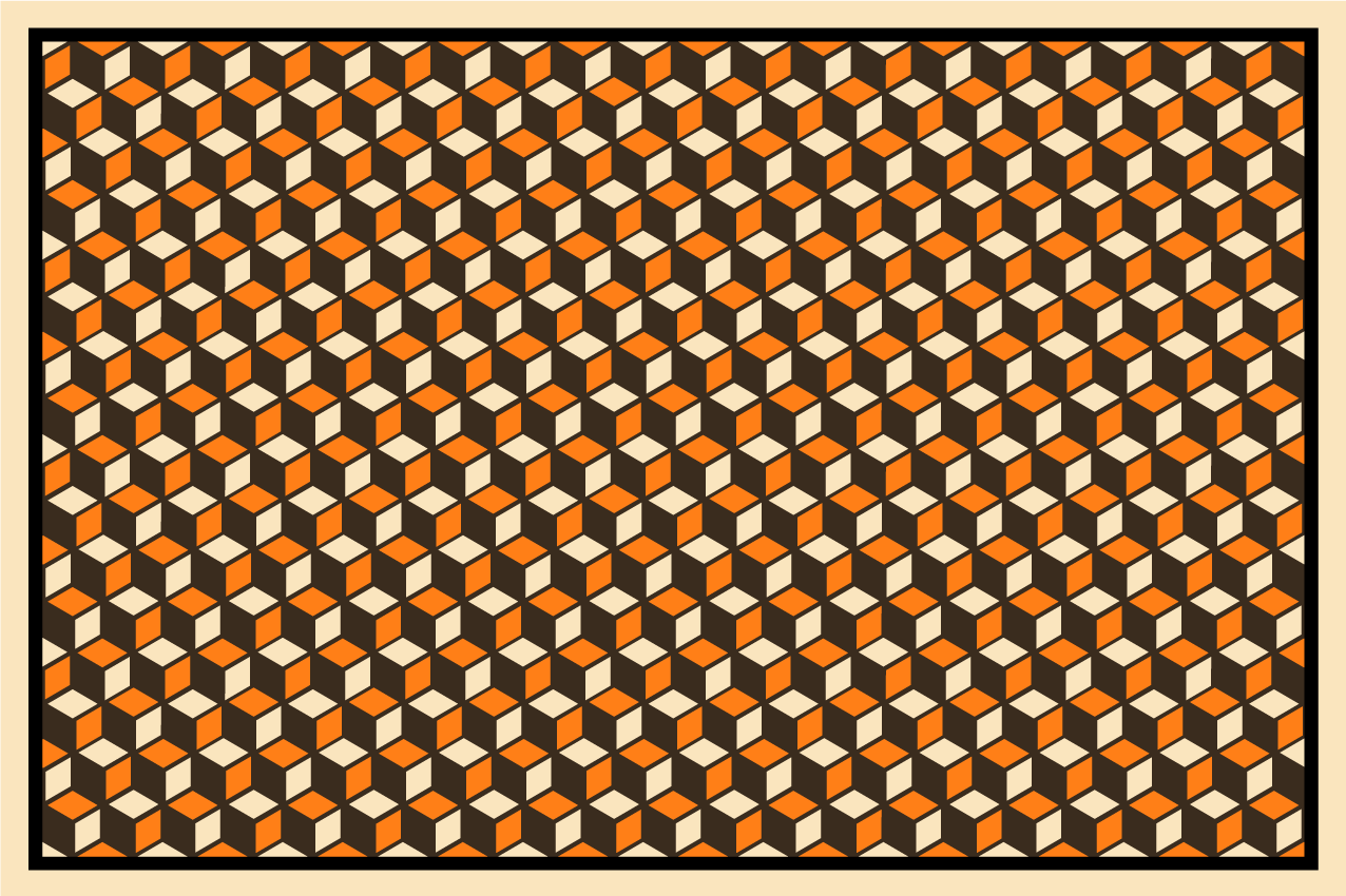 Retro geometrisk mønster i 3d-effekt vinyl teppe geometrisk - Tenstickers