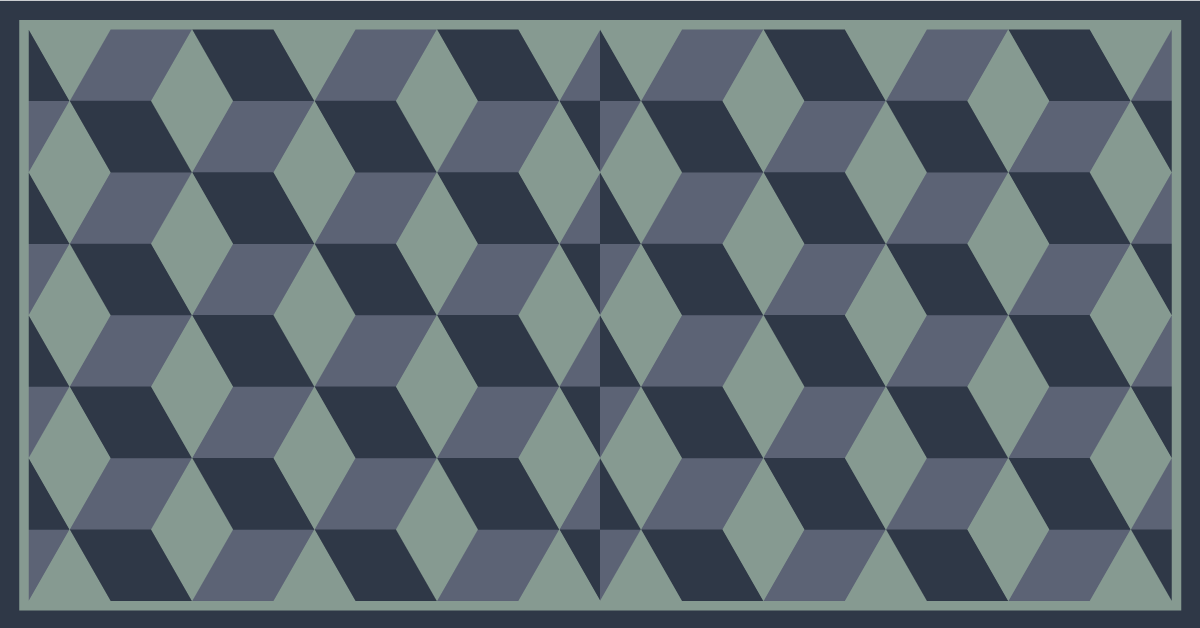 Blå retro kubemønster vinyl teppe geometrisk - Tenstickers