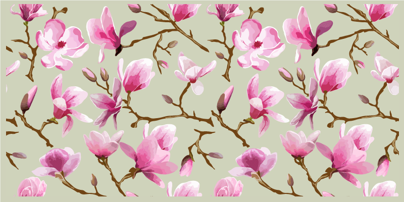 Rosa magnolia vinyl teppe blomster og planter - Tenstickers