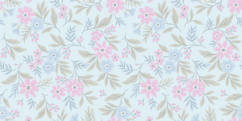 Floral pastell design vinyl teppe blomster og planter - Tenstickers