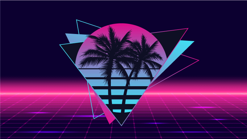 Palmetre i vaporwave-stil vinyl teppe vintage - Tenstickers