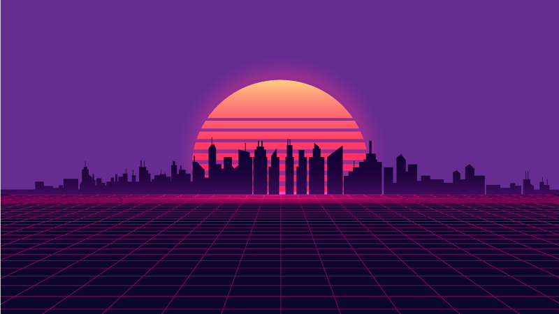 Vaporwave solnedgang 80-tallsstil vinyl teppe vintage - Tenstickers