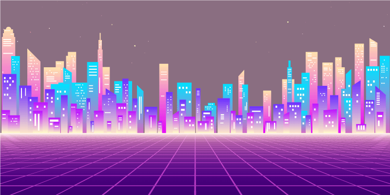 Neon bybildehorisont vinyl teppe moderne - Tenstickers