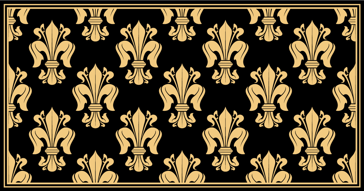 Elegant fleur-de-lis mønster vinyl teppe stue - Tenstickers