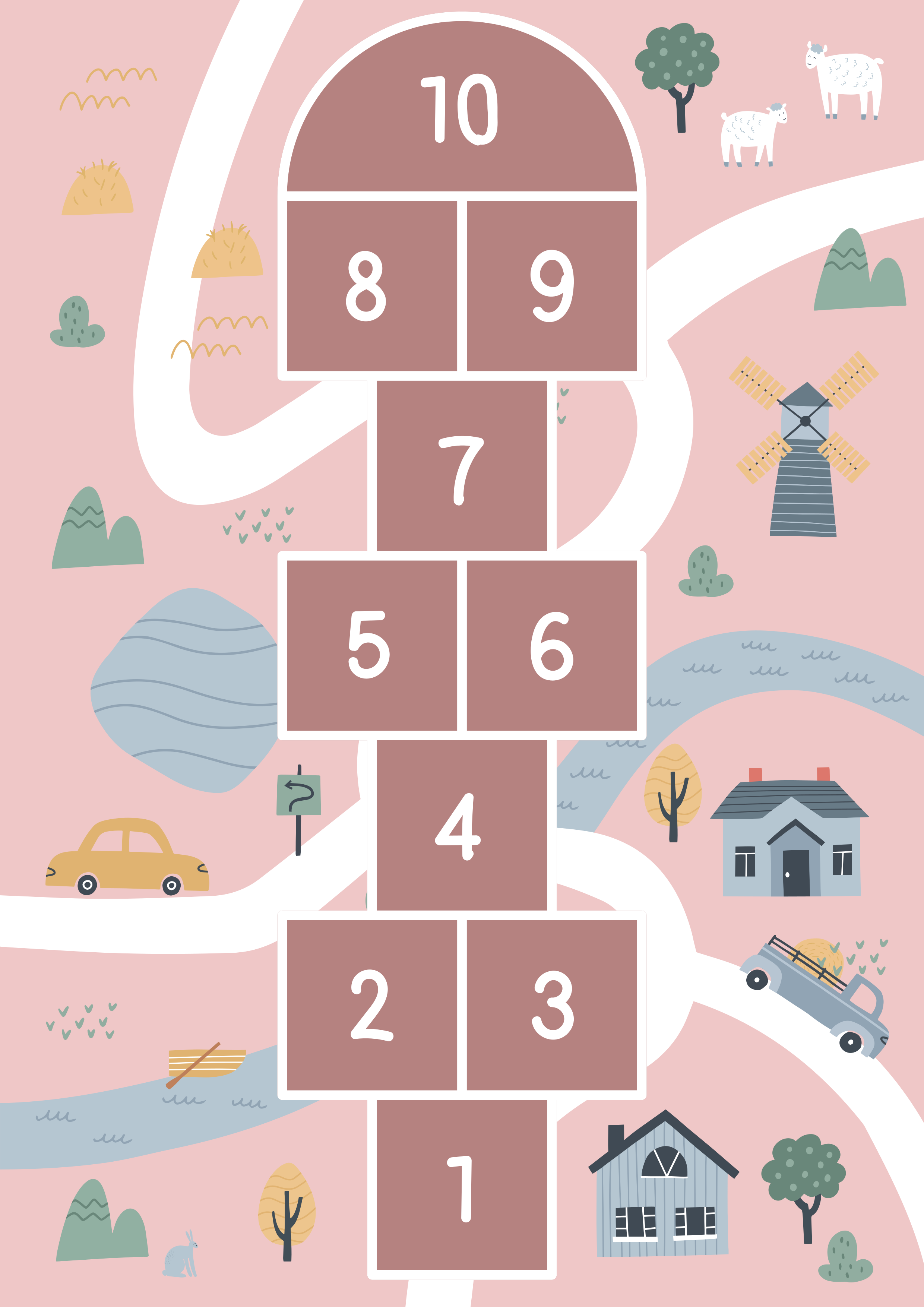 Hopscotch rosa vei vinyl teppe baby - Tenstickers