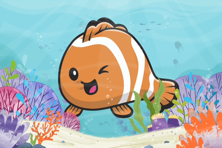 Animert akvatisk eventyr spedbarn vinyl teppe - Tenstickers