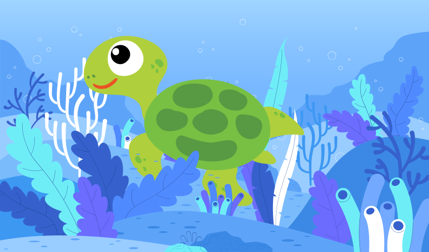 Søt baby grønn skilpadde vinyl teppe dyr - Tenstickers