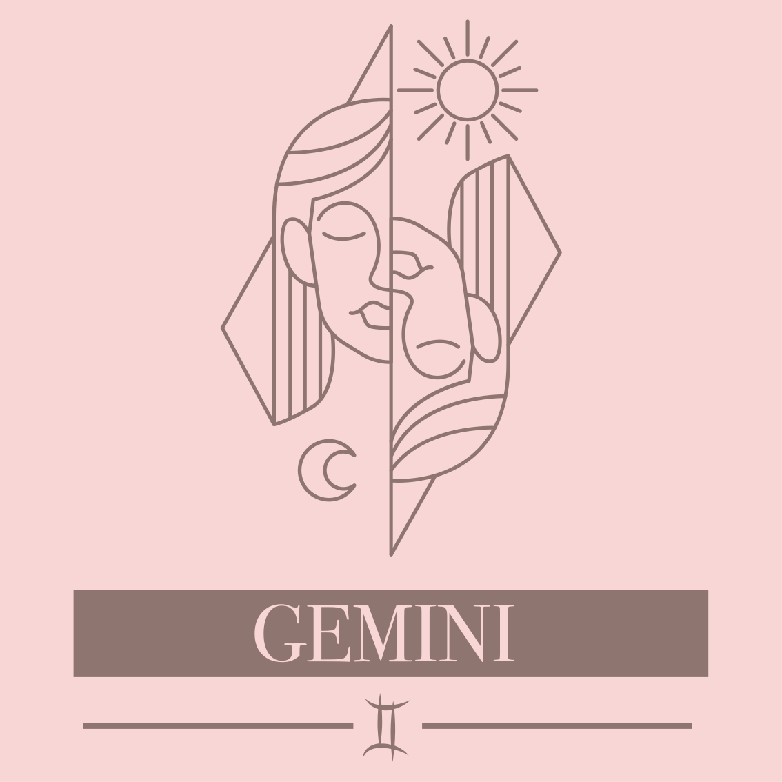 Design med gemini-tema vinyl teppe sagn og tekster - Tenstickers