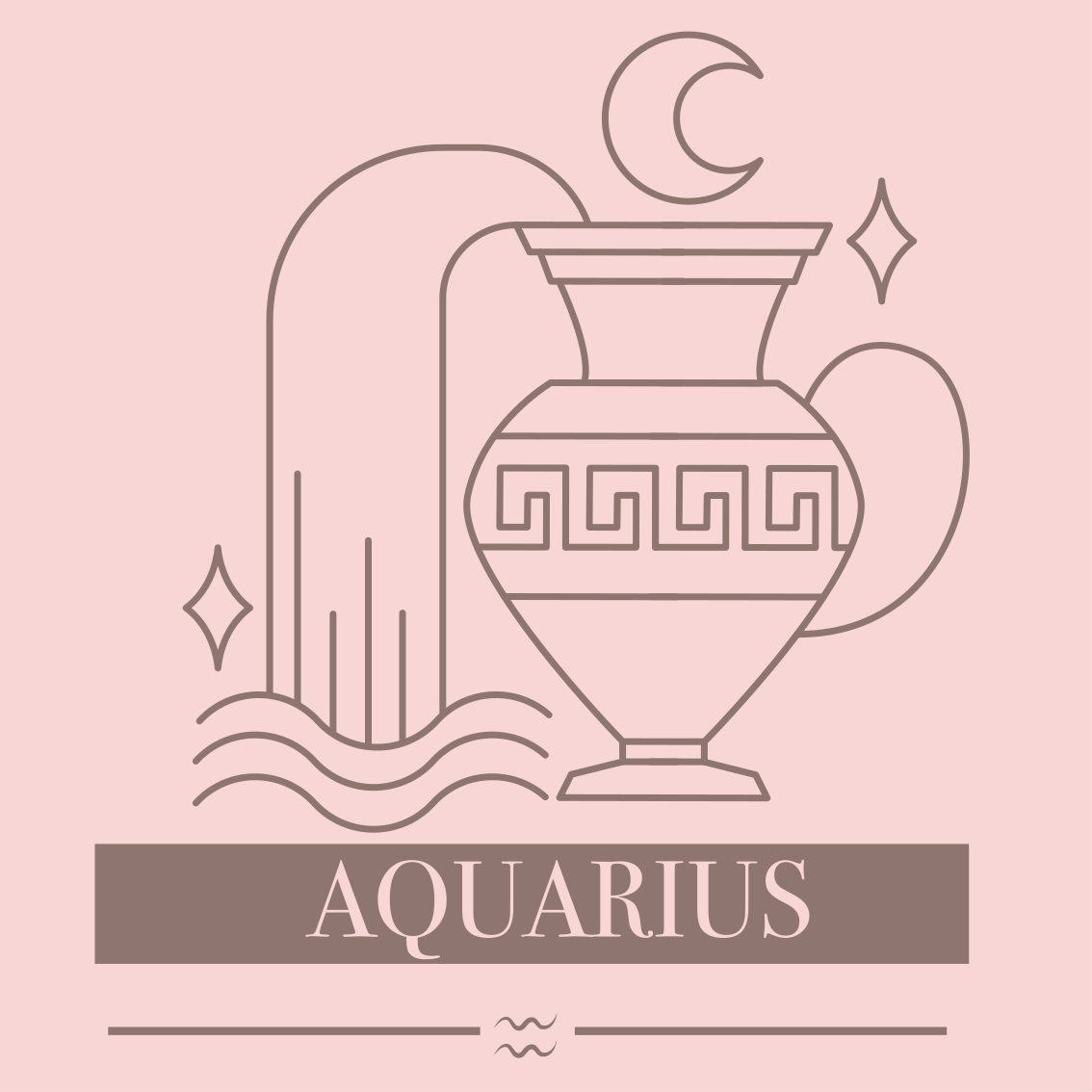 Aquarius rosa kort stjernetegn design vinyl teppe stue - Tenstickers