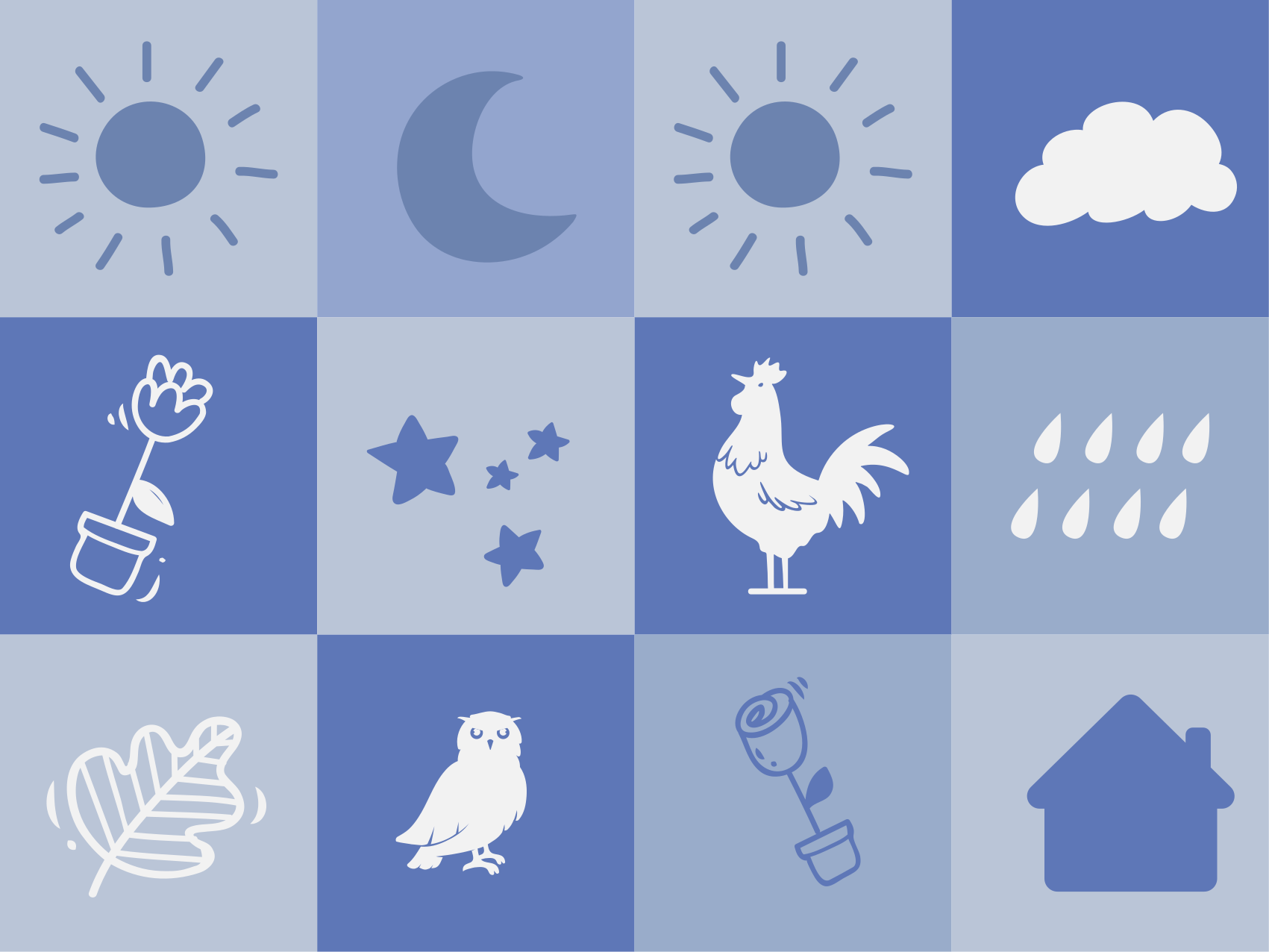 Blått vær og planter fliser vinyl teppe baby - Tenstickers