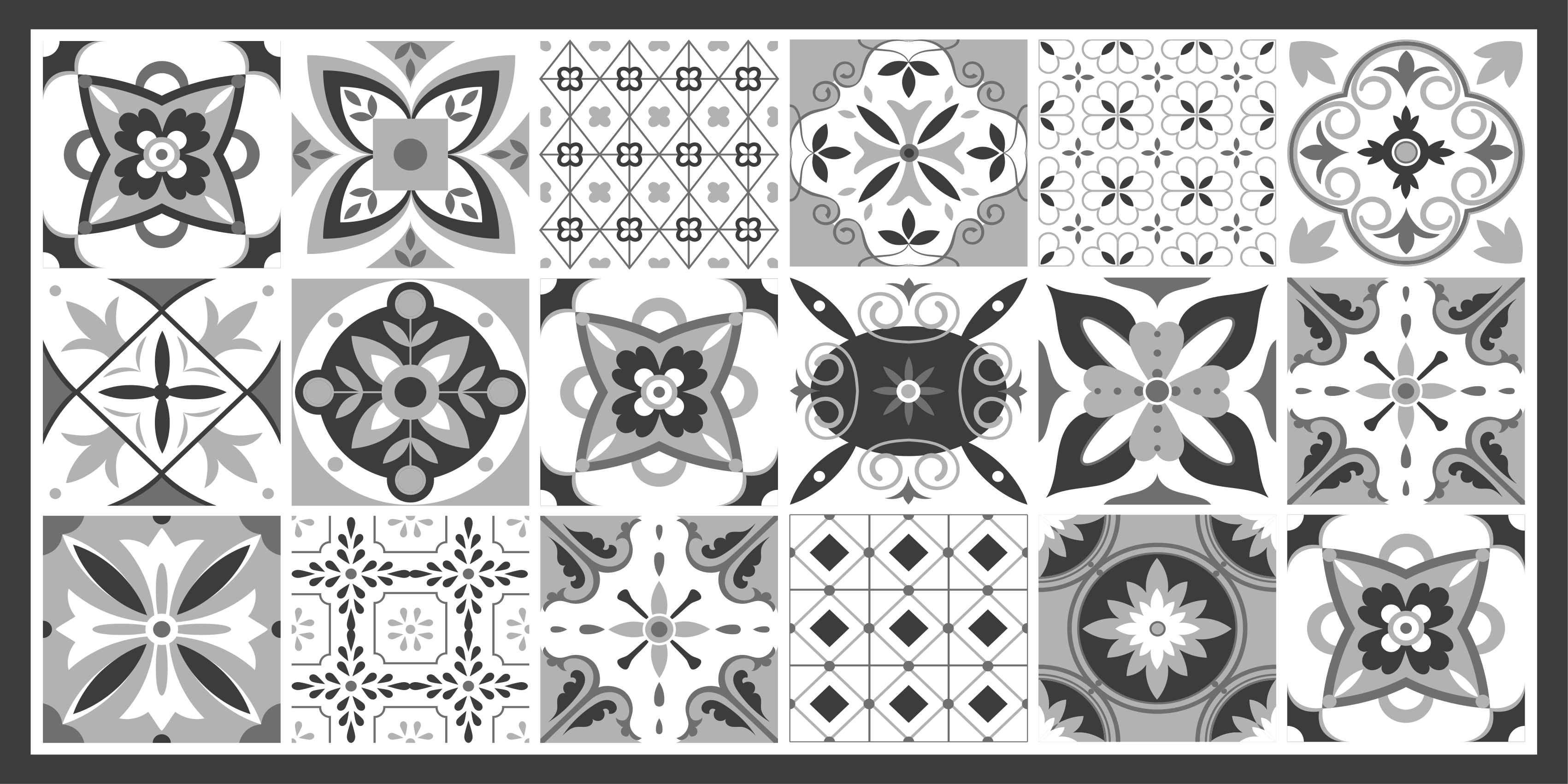 Mønstret fliseensemble hydrauliske vinylteppe - Tenstickers