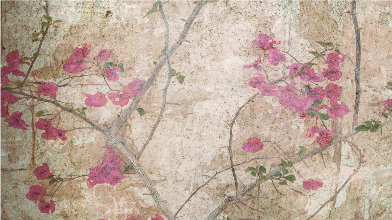 Blomst gren overlegg vinyl teppe blomster og planter - Tenstickers