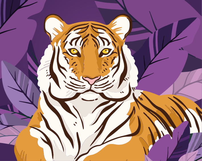 Tiger illustrasjon dyr vinylteppe - Tenstickers