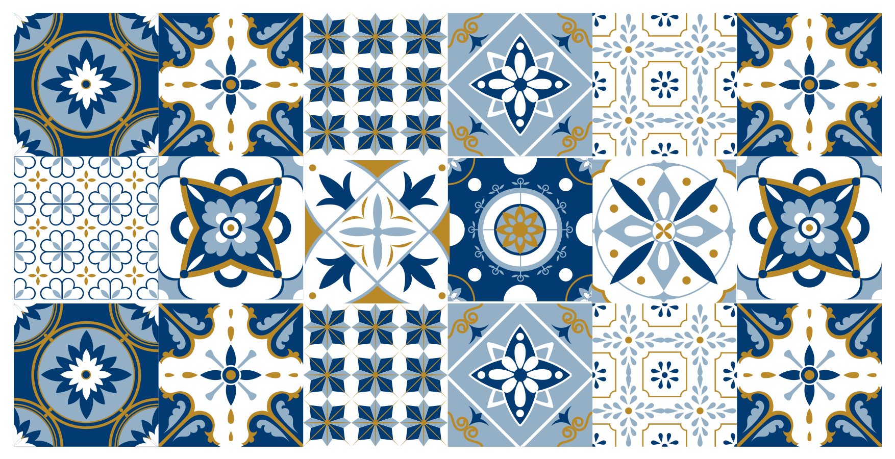 Azulejo mønster vinyl teppe hydraulisk - Tenstickers