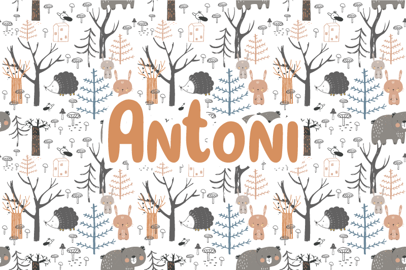 Skandinavisk skog med dyr Vinyl teppe flere barn - Tenstickers