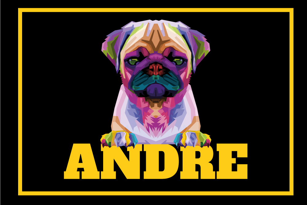 Geometriske-dyr søt hund vinyl teppe med navn - Tenstickers