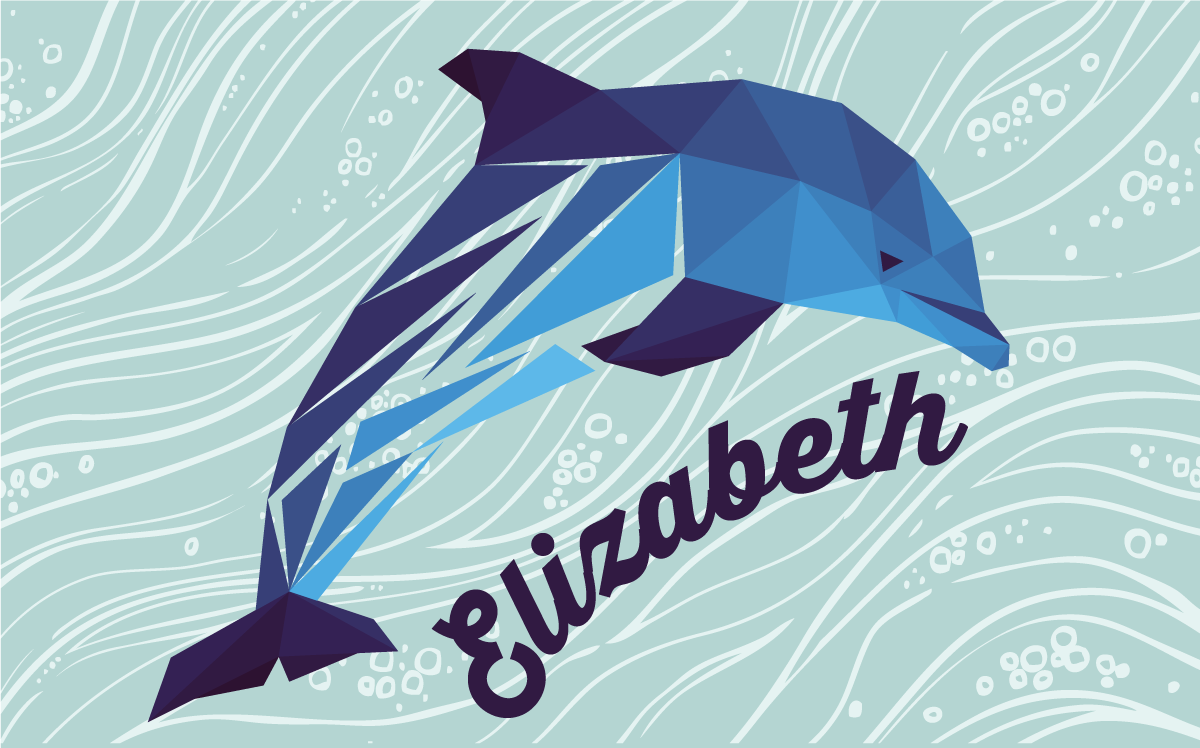 Geometriske-dyr fin delfin vinyl teppe med navn - Tenstickers