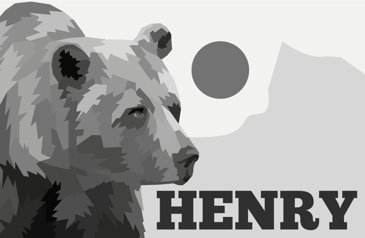 Geometriske-dyr grå bjørn vinyl teppe med navn - Tenstickers