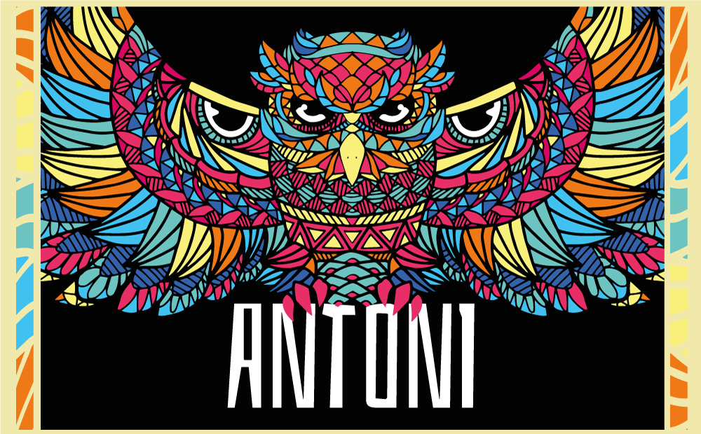 Fargerik ugletilpasning vinyl teppe med navn - Tenstickers