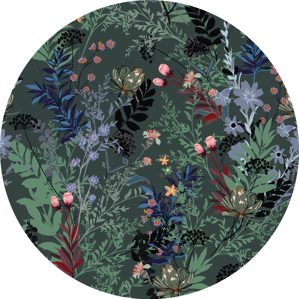 Botanisk motiv vinyl teppe blomster og planter - Tenstickers