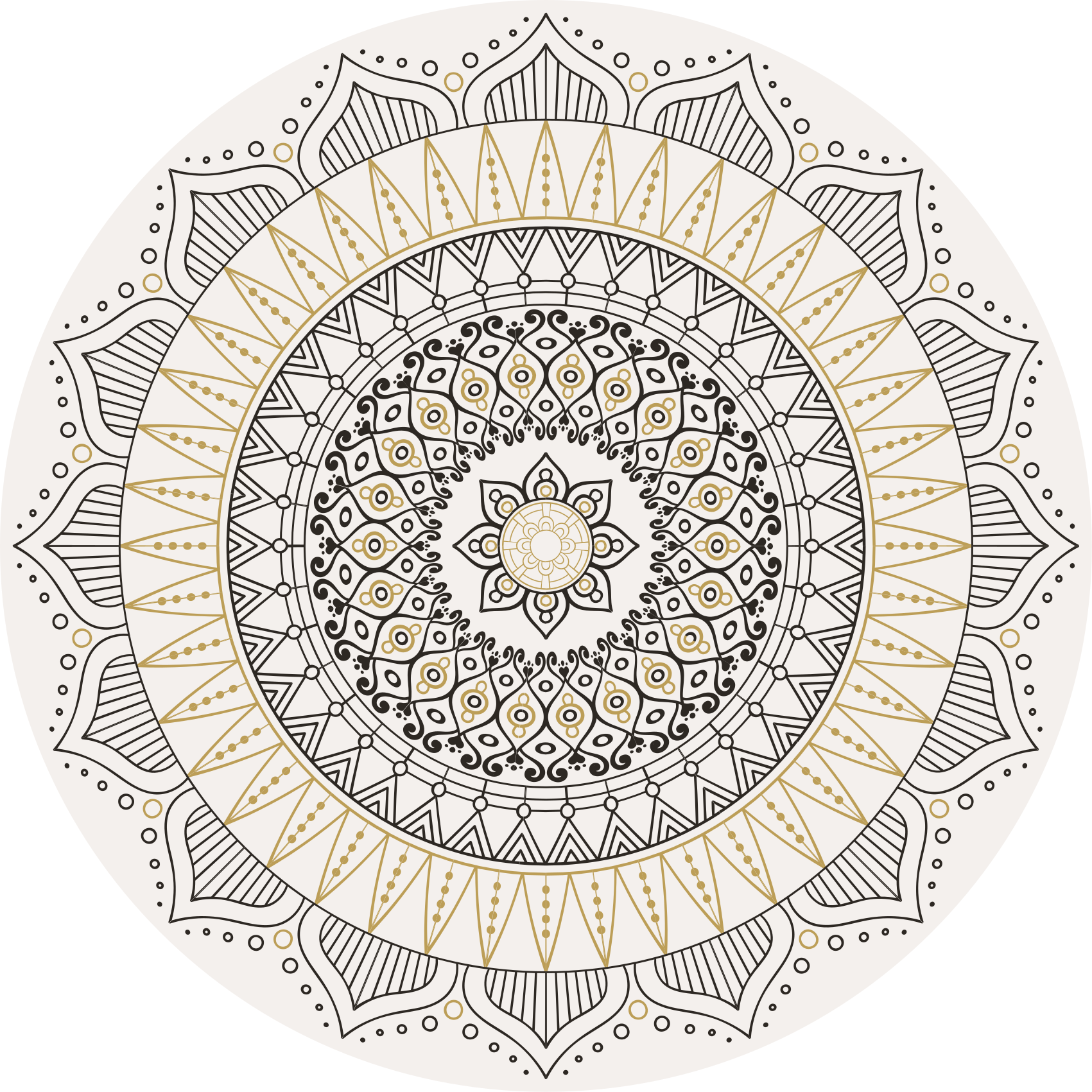 Mandala midtpunkt vinyl teppe mandala - Tenstickers