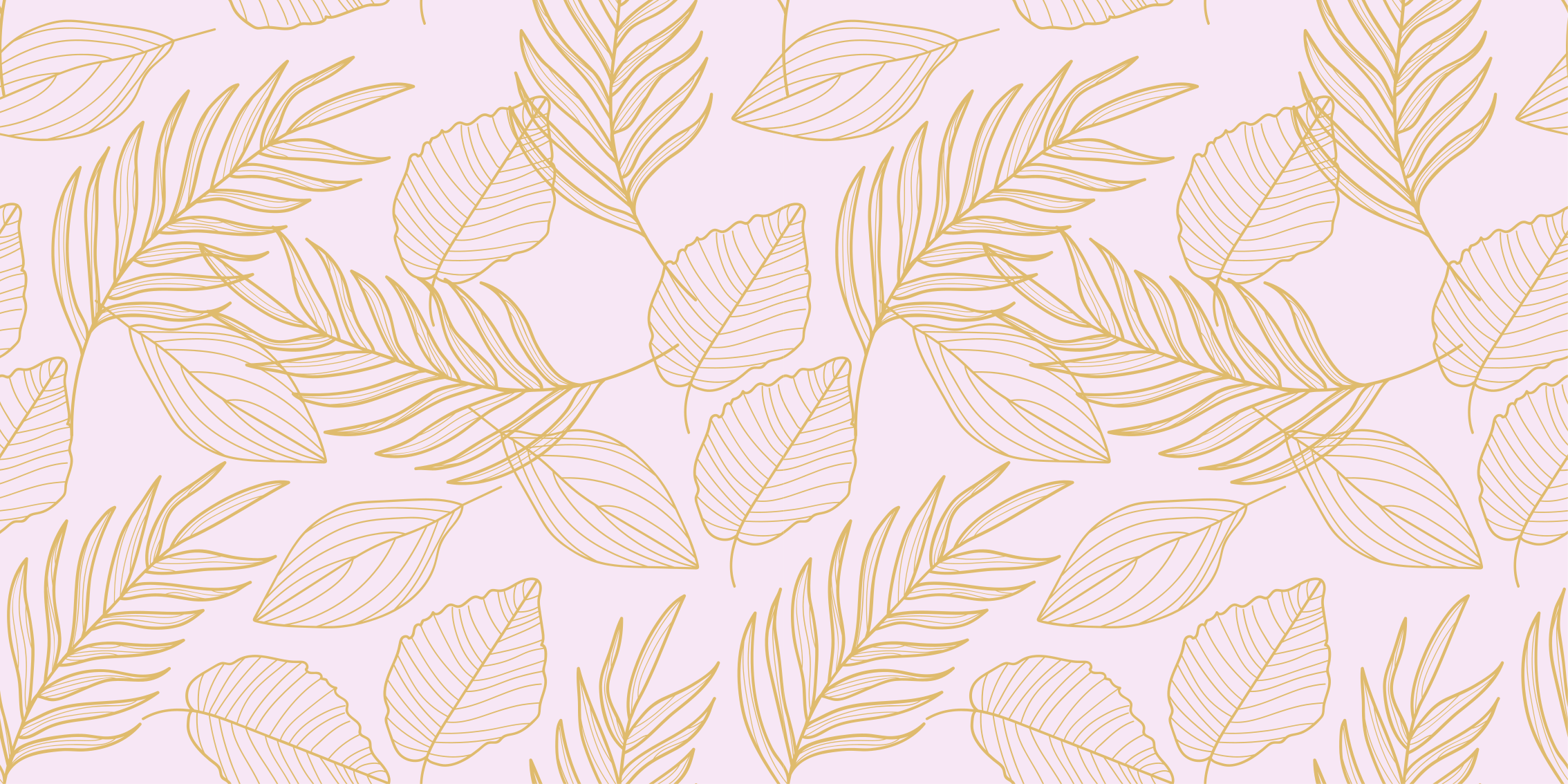 Golden Leaf Pattern blomst vinyltepper - Tenstickers